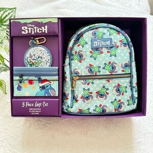 Disney Stitch Mini Backpack 3-Piece Gift Set NWT | Backpack Wallet Keychain